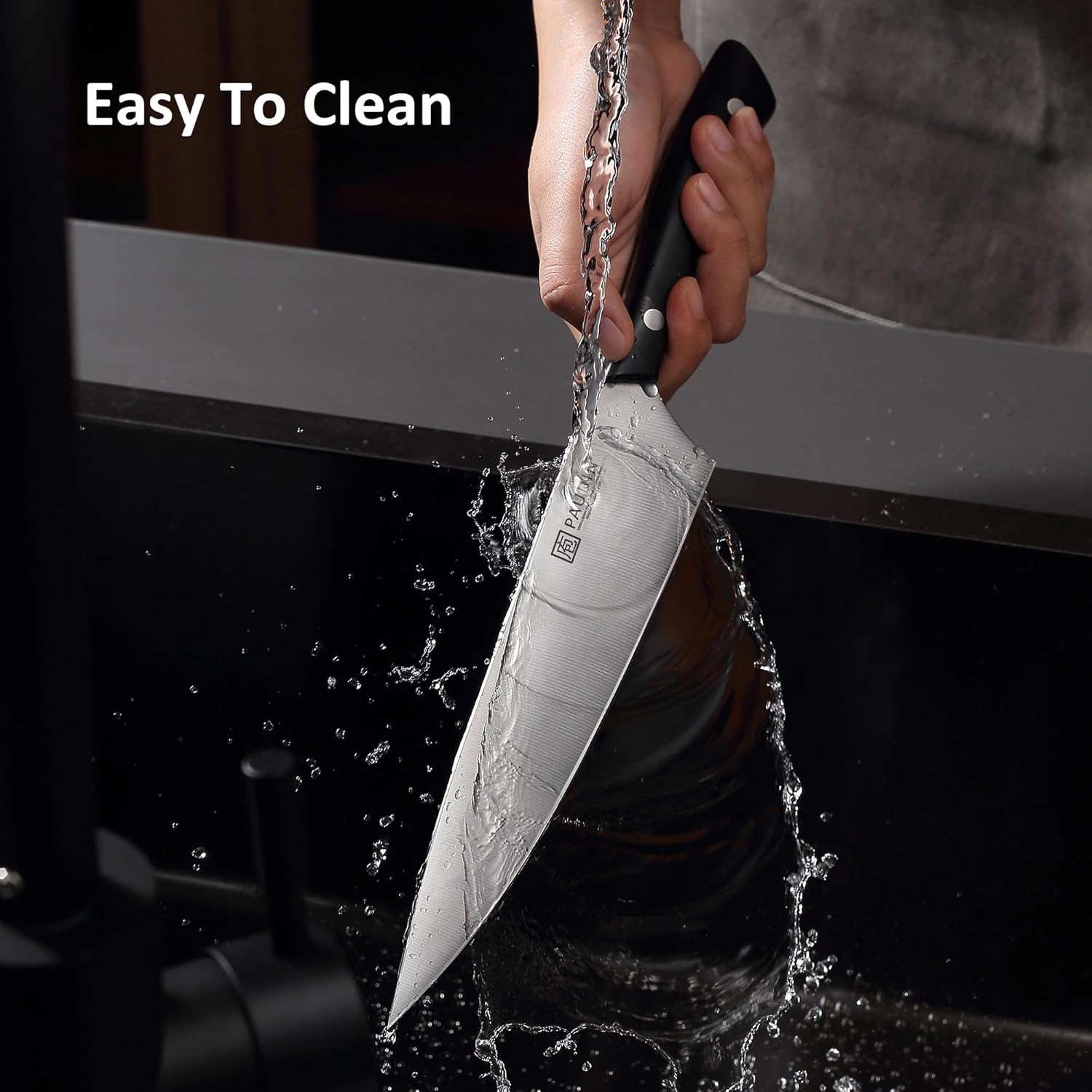 PAUDIN Kitchen Knife Set, 7 Piece Chef Knife Set, High Carbon Stainless Steel Kitchen Knives, Ultra Sharp Knives Set for Kitchen, Precise Cutting, Durable with Ergonomic Handle, Black