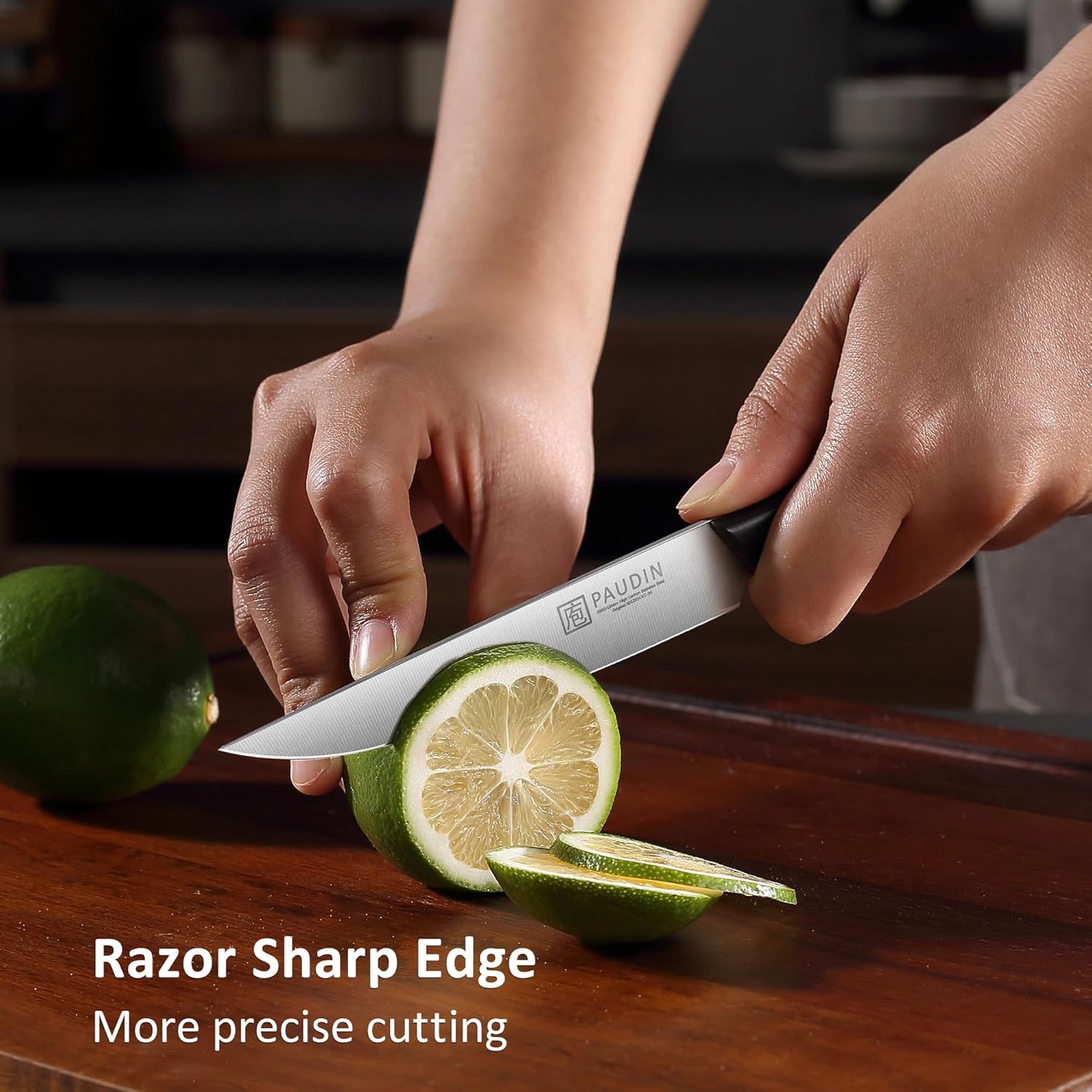 PAUDIN Kitchen Knife Set, 5 Pieces Knives Set for kitchen, Ultra Sharp Kitchen Knives, High Carbon Stainless Steel Knife Set, Precise Cutting with Ergonomic Handle