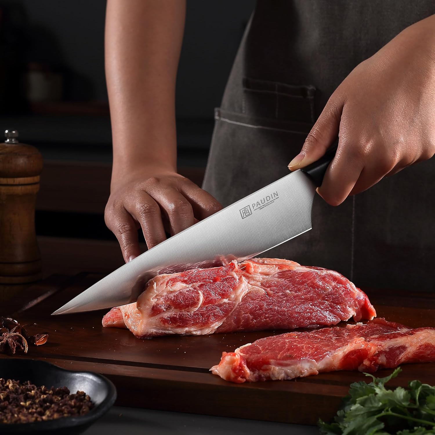 PAUDIN Kitchen Knife Set, 5 Pieces Knives Set for kitchen, Ultra Sharp Kitchen Knives, High Carbon Stainless Steel Knife Set, Precise Cutting with Ergonomic Handle