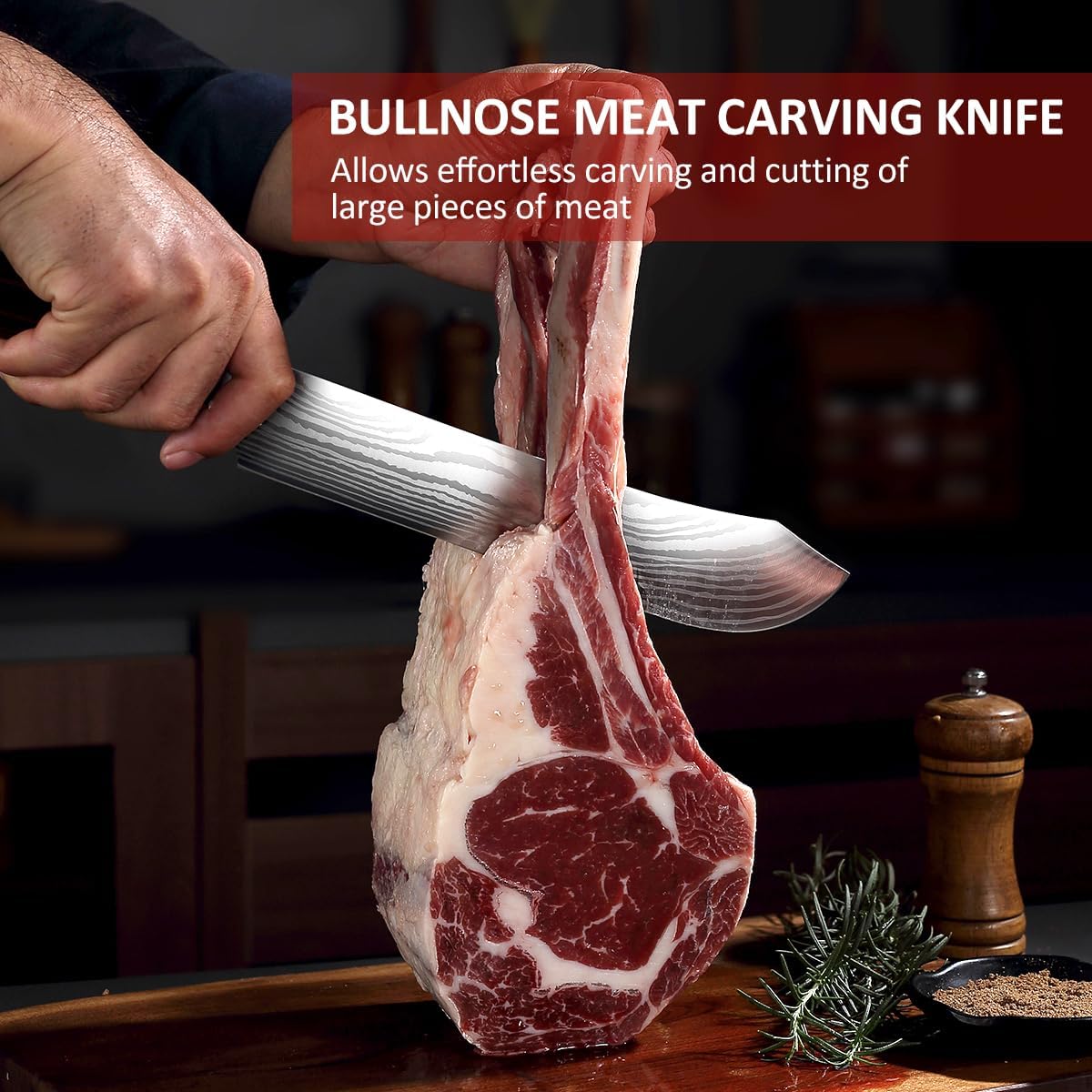 PAUDIN 10″ Bullnose Brisket Knife – Forged German Steel, Ultra Sharp Butcher Knife for BBQ & Meat Slicing - Urbanedges