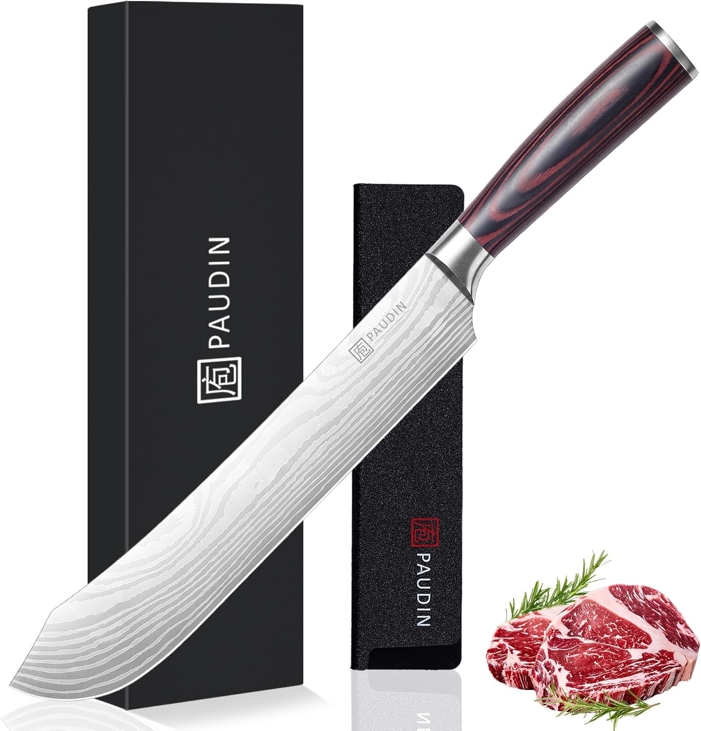 PAUDIN 10″ Bullnose Brisket Knife – Forged German Steel, Ultra Sharp Butcher Knife for BBQ & Meat Slicing - Urbanedges
