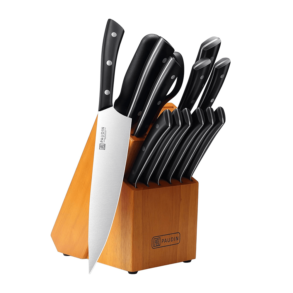 PAUDIN 15 - Piece Kitchen Knife Set with Block - High Carbon German Steel - Urbanedges