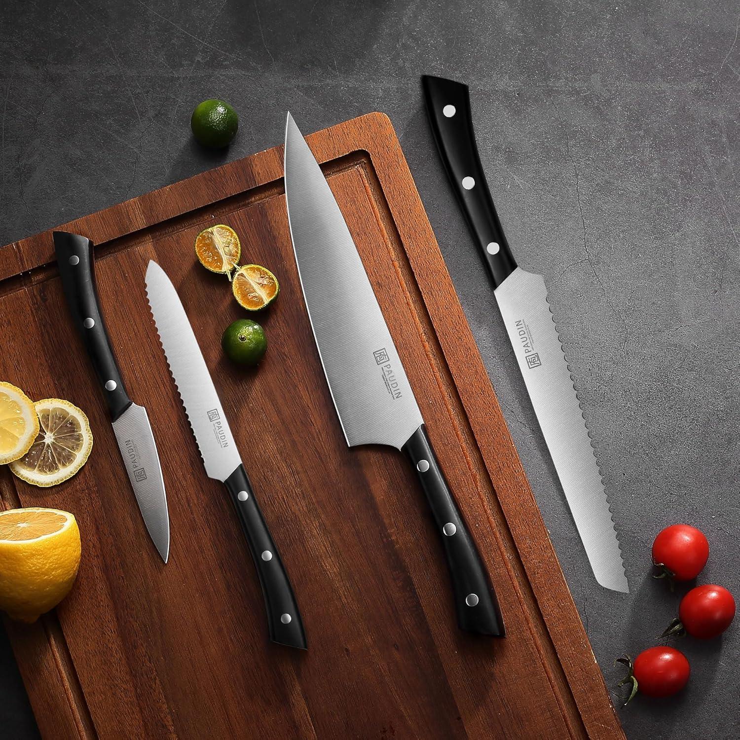 PAUDIN 15 - Piece Kitchen Knife Set with Block - High Carbon German Steel - Urbanedges