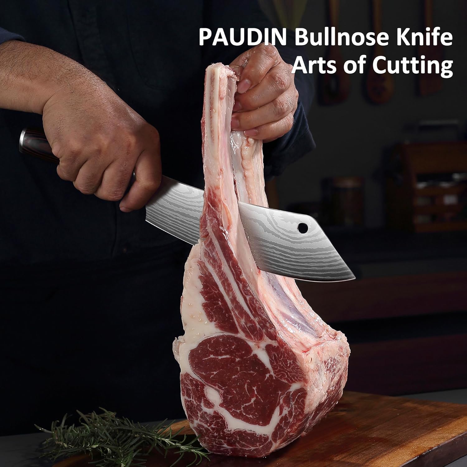 PAUDIN Meat Cutting 8″ Butcher Knife for Bone & Meat Cutting, High Carbon Stainless Steel - Urbanedges