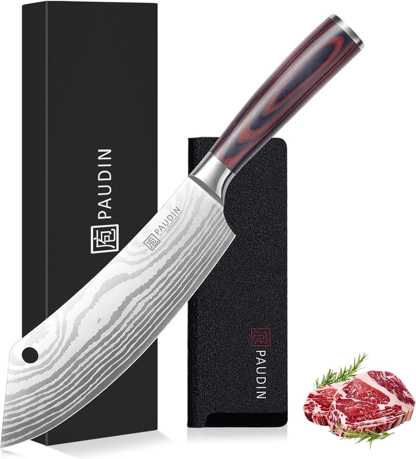 PAUDIN Meat Cutting 8″ Butcher Knife for Bone & Meat Cutting, High Carbon Stainless Steel - Urbanedges