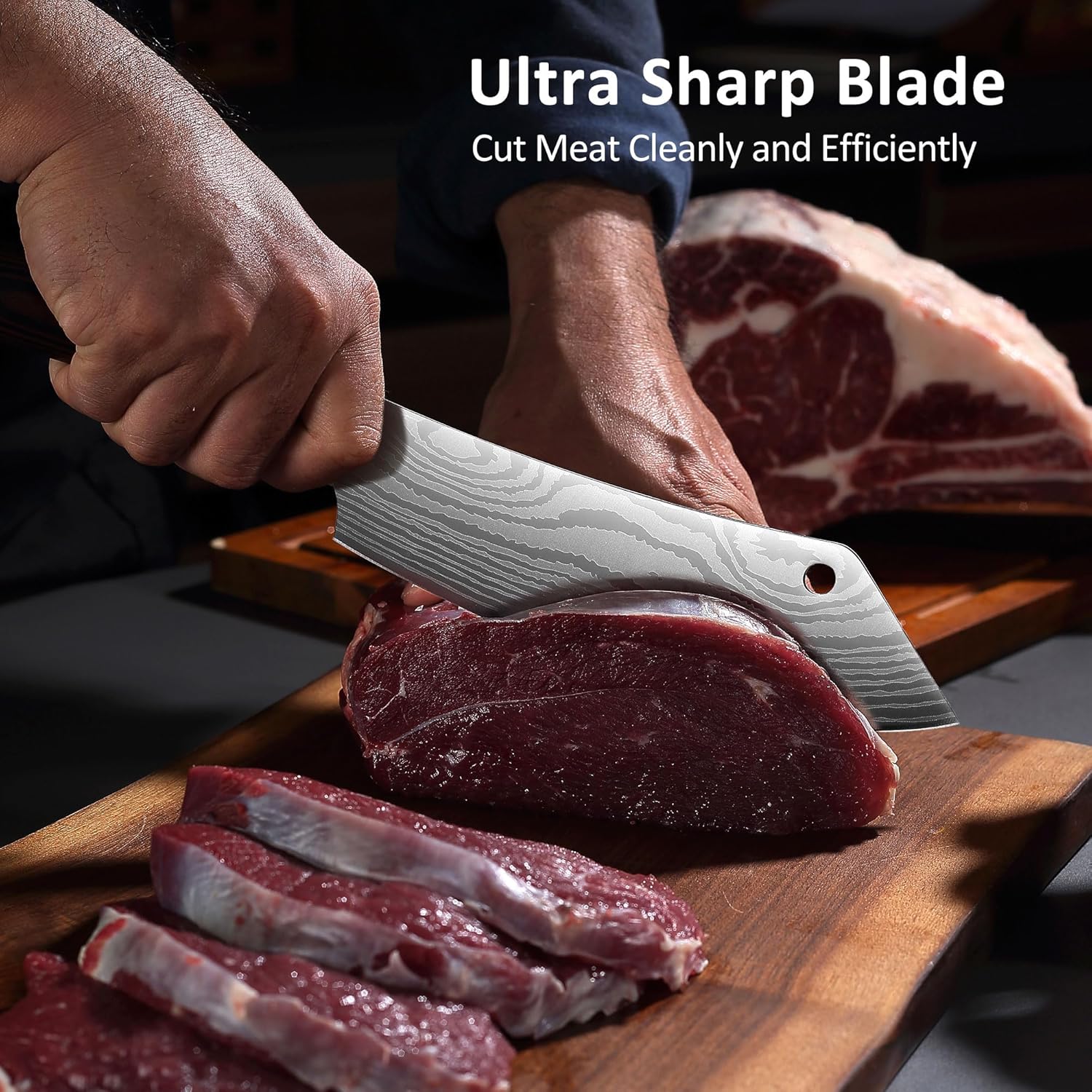 PAUDIN Meat Cutting 8″ Butcher Knife for Bone & Meat Cutting, High Carbon Stainless Steel - Urbanedges