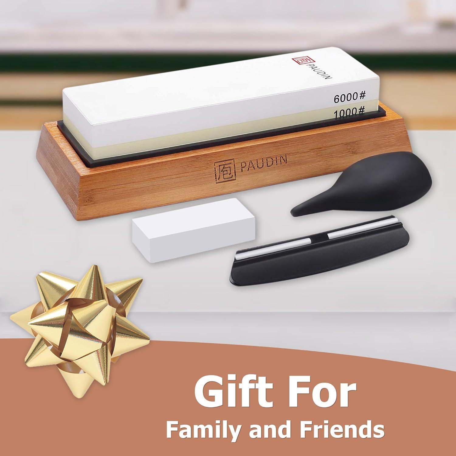 Paudin Premium Whetstone Knife Sharpener Kit - 1000/6000 Grit - Urbanedges