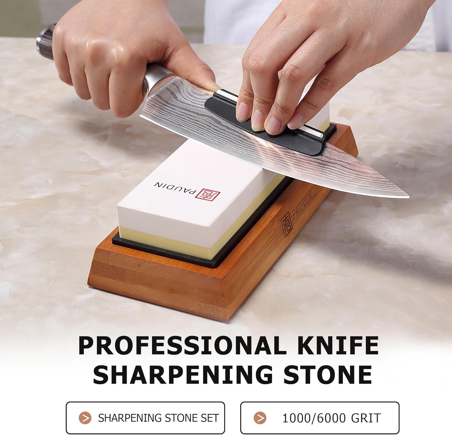 Paudin Premium Whetstone Knife Sharpener Kit - 1000/6000 Grit - Urbanedges