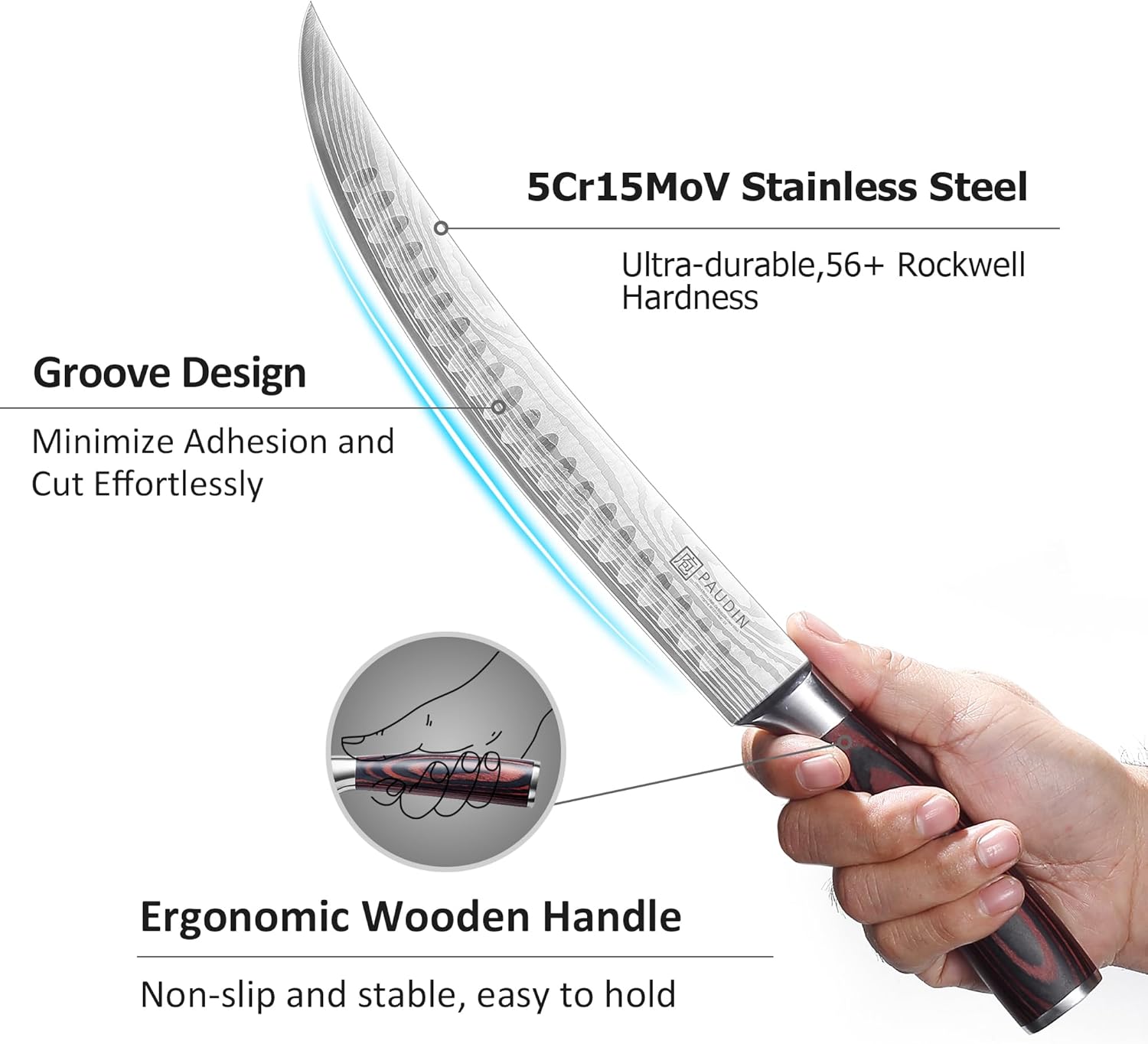 PAUDIN UNIVERSAL CLASSIC 10″ Butcher Knife,For Poultry Beef Pork Meat, Ergonomic Handle Design - Urbanedges