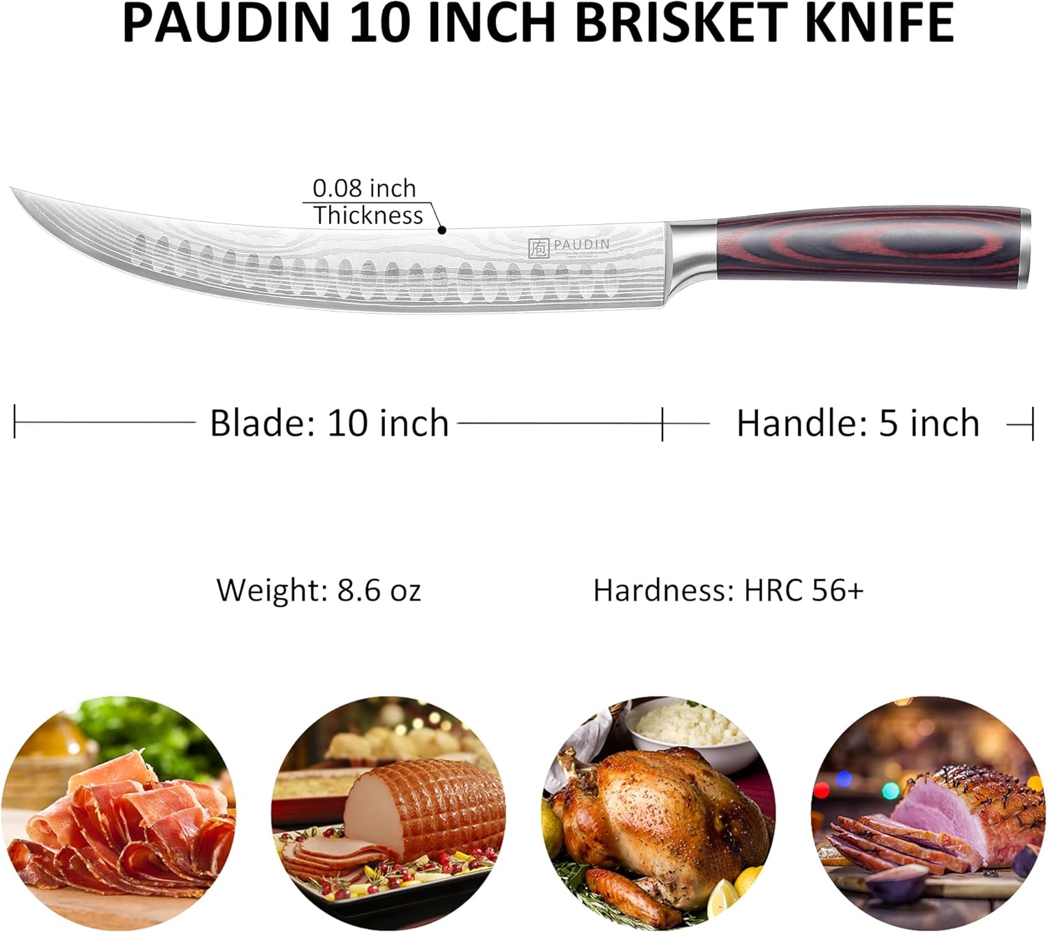 PAUDIN UNIVERSAL CLASSIC 10″ Butcher Knife,For Poultry Beef Pork Meat, Ergonomic Handle Design - Urbanedges