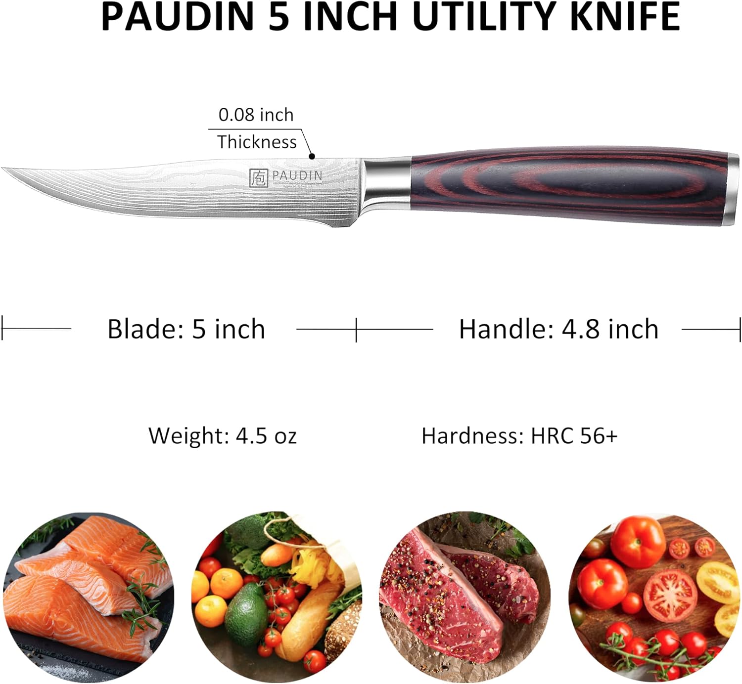 PAUDIN Universal Classic Utility Knife 5 Inch Kitchen Knife - Urbanedges