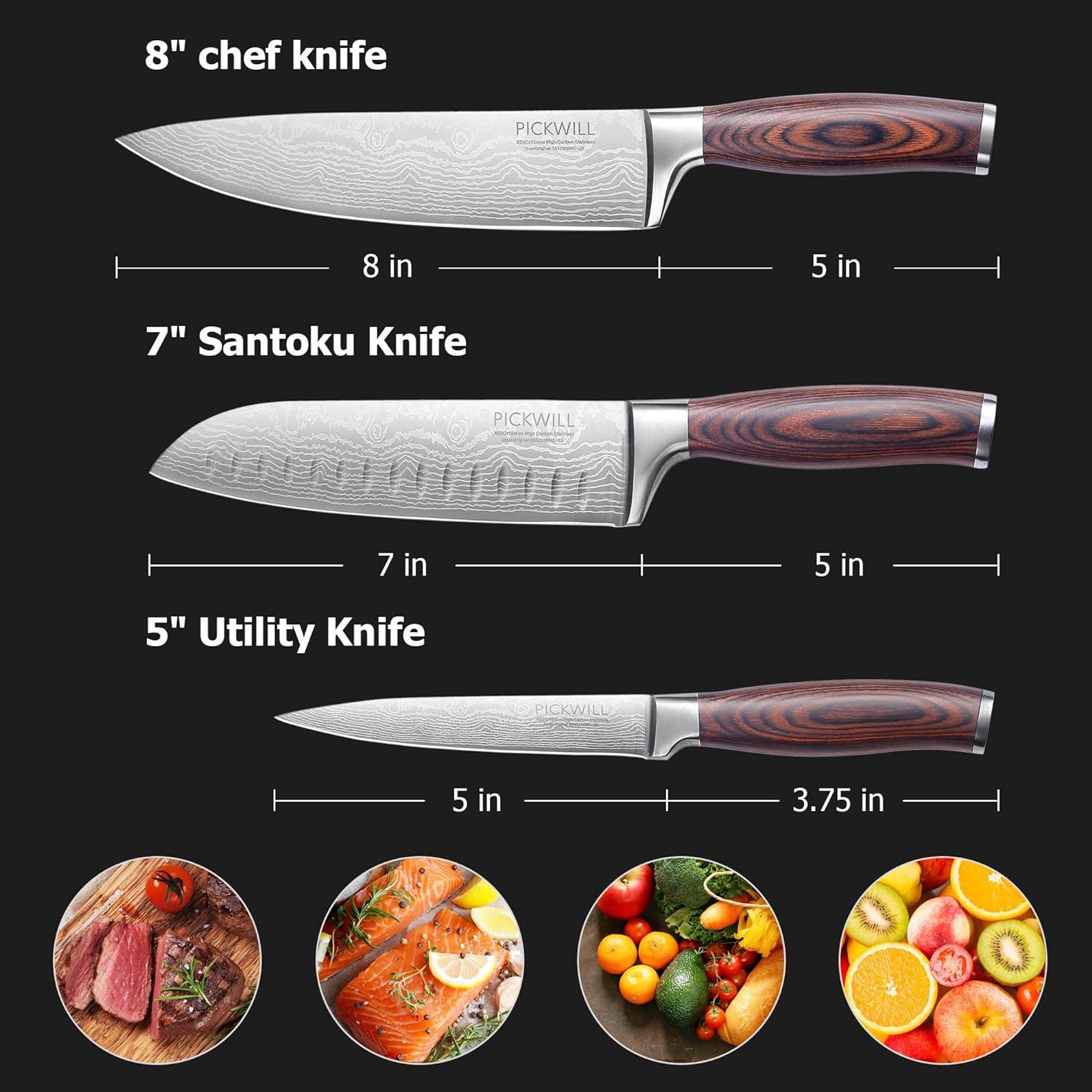PICKWILL 3 - Piece Chef Knife Set - Urbanedges