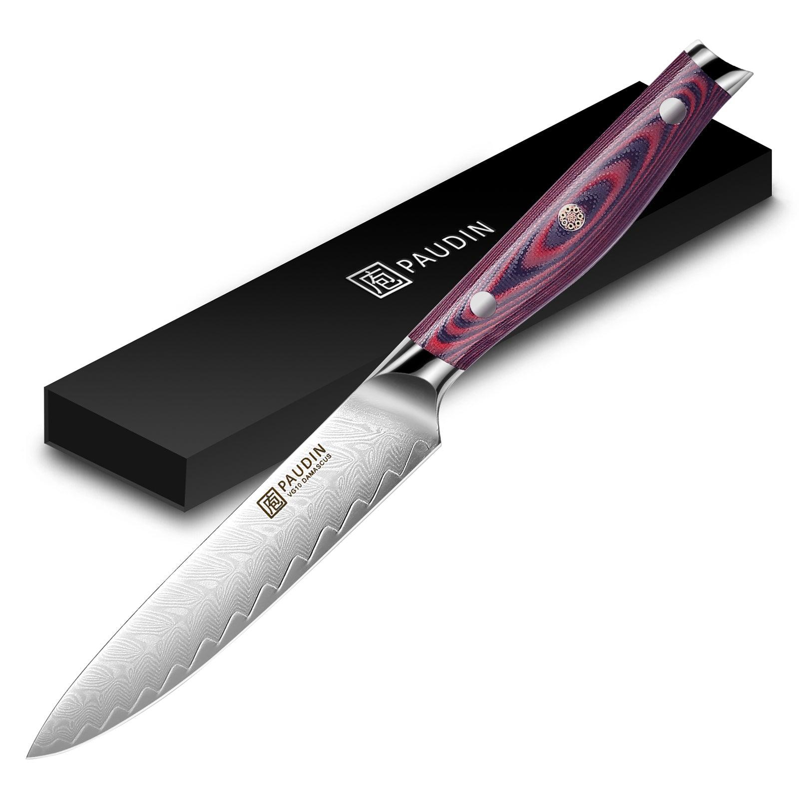 Plume Luxe 5" Damascus Utility Knife - Urbanedges