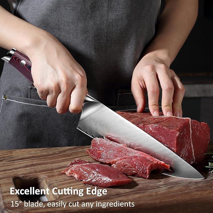 Plume Luxe 8 - PC Damascus Knife Set - Urbanedges