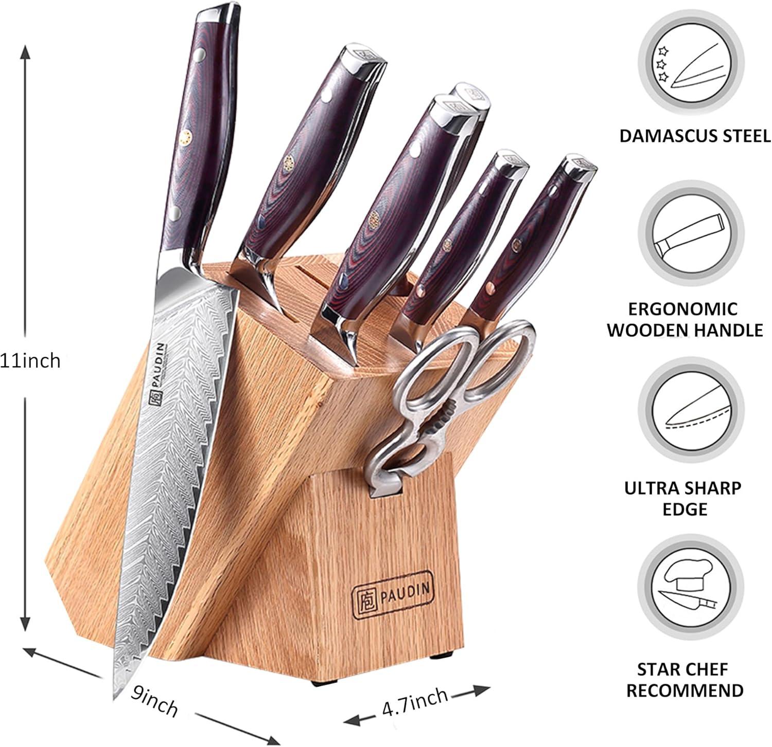 Plume Luxe 8 - PC Damascus Knife Set - Urbanedges